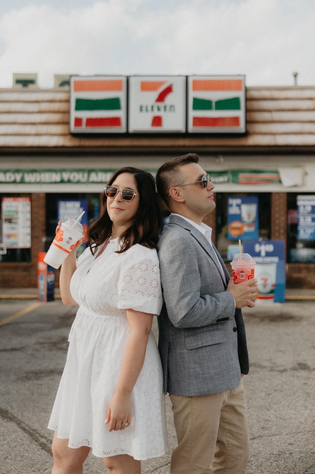 Back to back with Slurpees in the sunshine