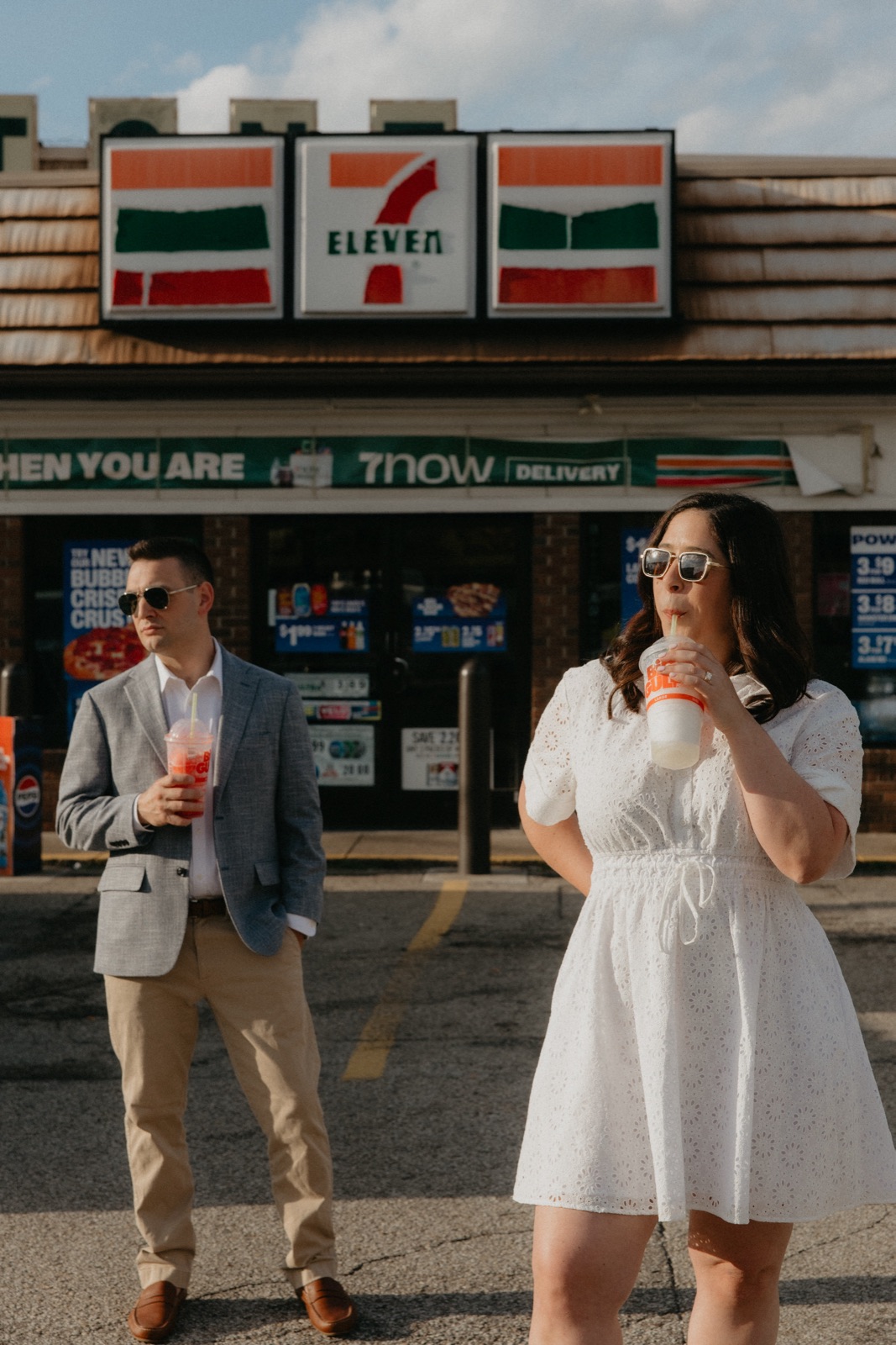 Sipping Slurpees in front of the store